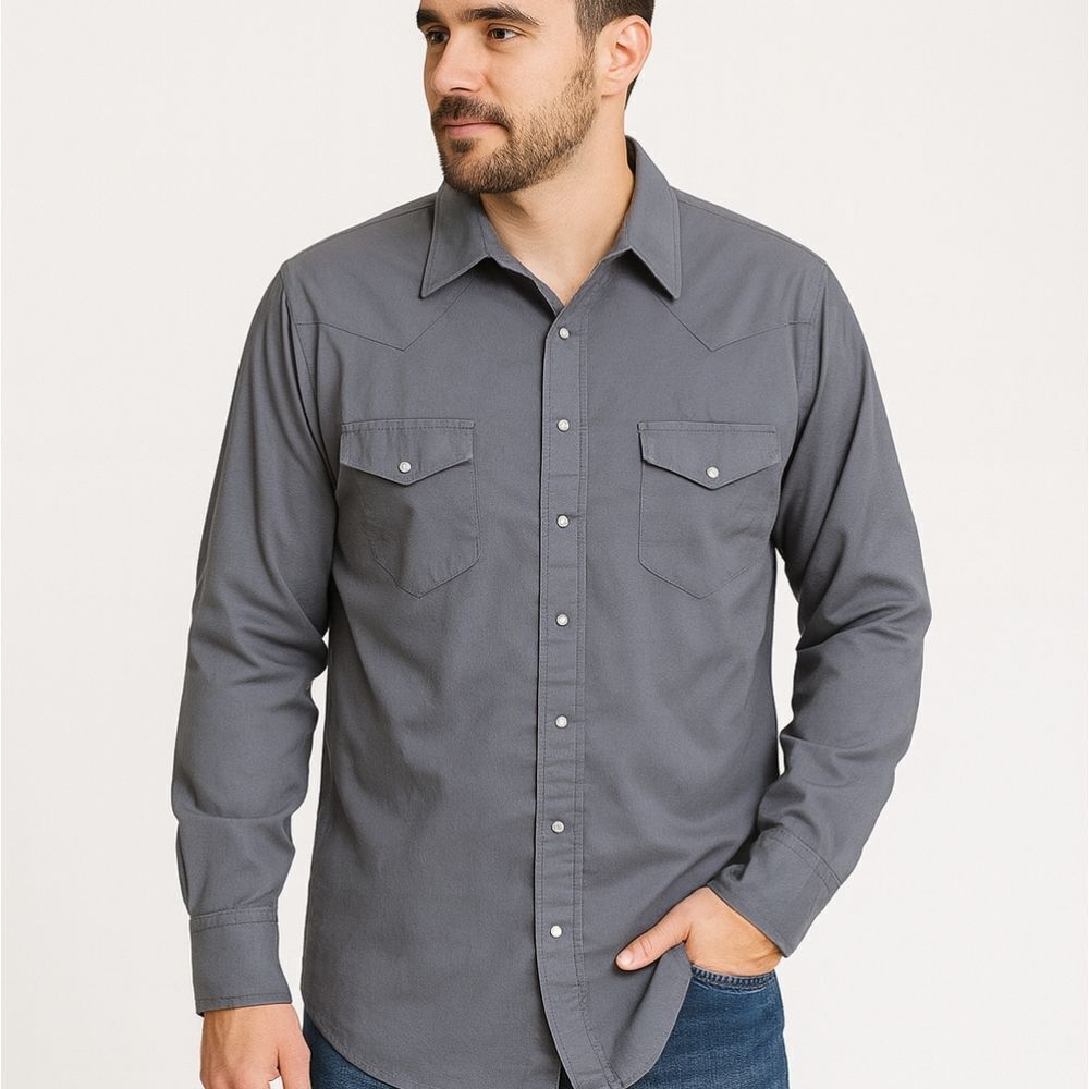 Roper Men’s Western Shirt | Snap Front | Size 2XL | Gray Plaid